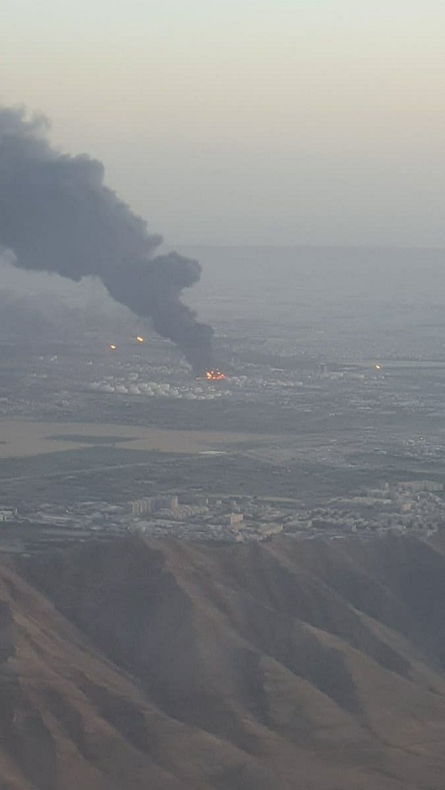 آتش سوزی بزرگ در پالایشگاه جنوب تهران+عکس