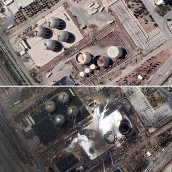 تصویر ماهواره ای از پالایشگاه تهران قبل و بعد از آتش سوزی+عکس