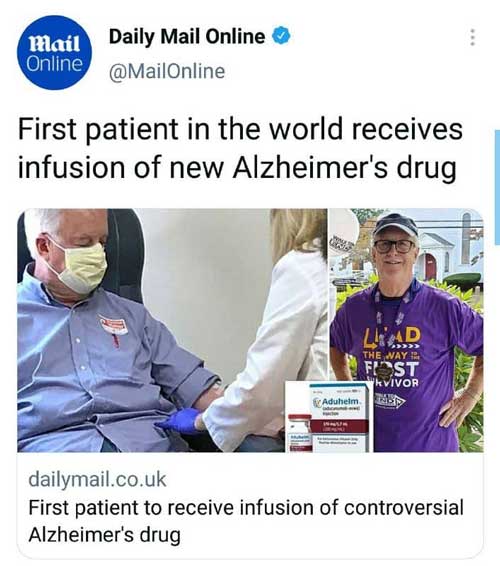 اولین بیماری که داروی آلزایمر دریافت کرد+عکس
