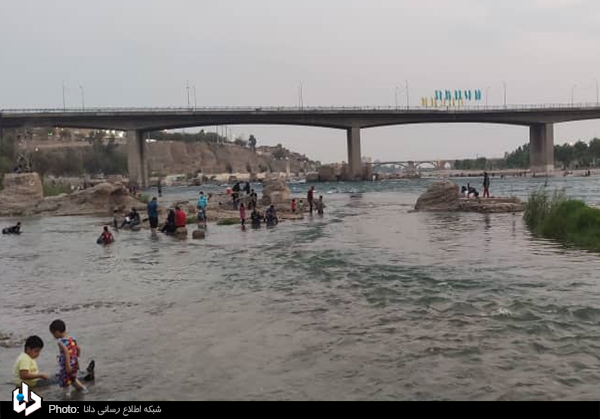 آب تنی مردم دزفول در رودخانه+عکس